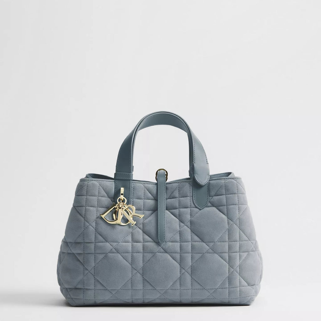 Medium Dior Toujours Bag Sky Blue Macrocannage Suede Goatskin