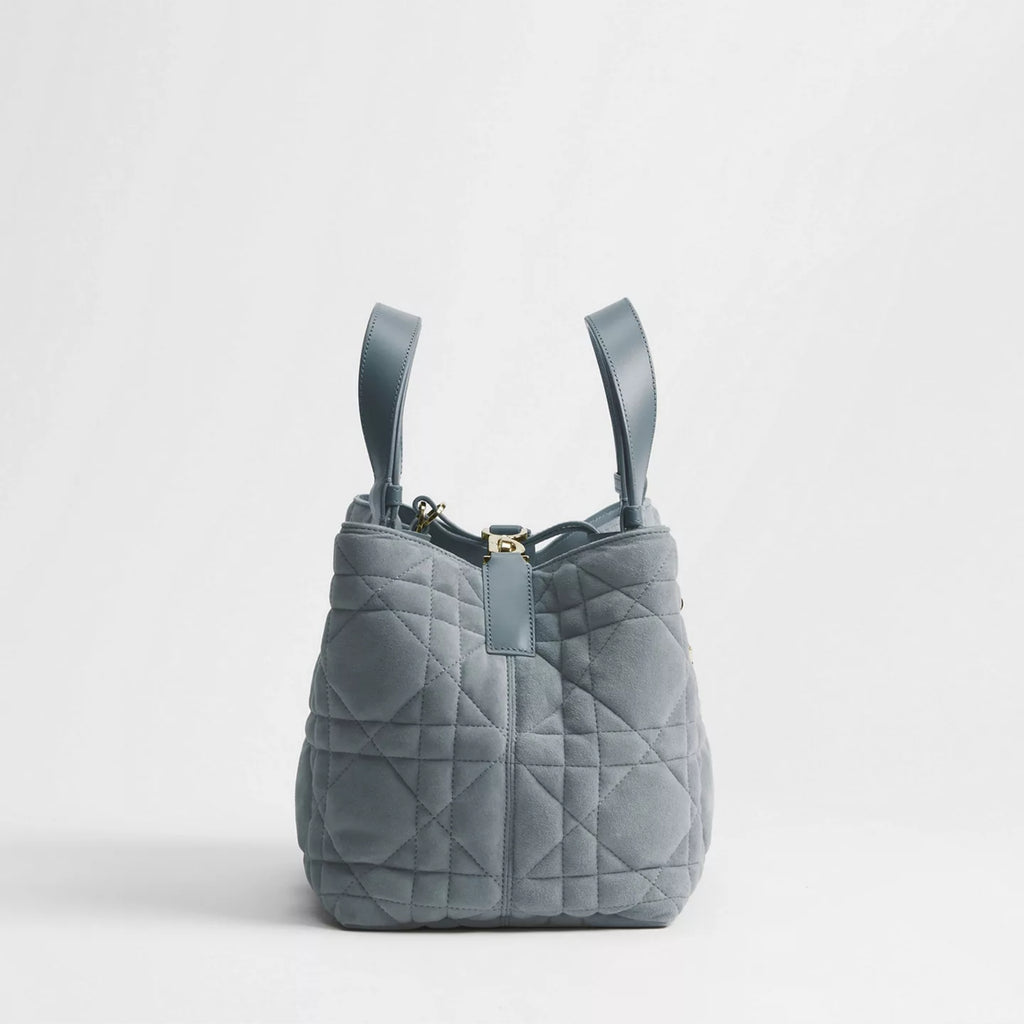Medium Dior Toujours Bag Sky Blue Macrocannage Suede Goatskin
