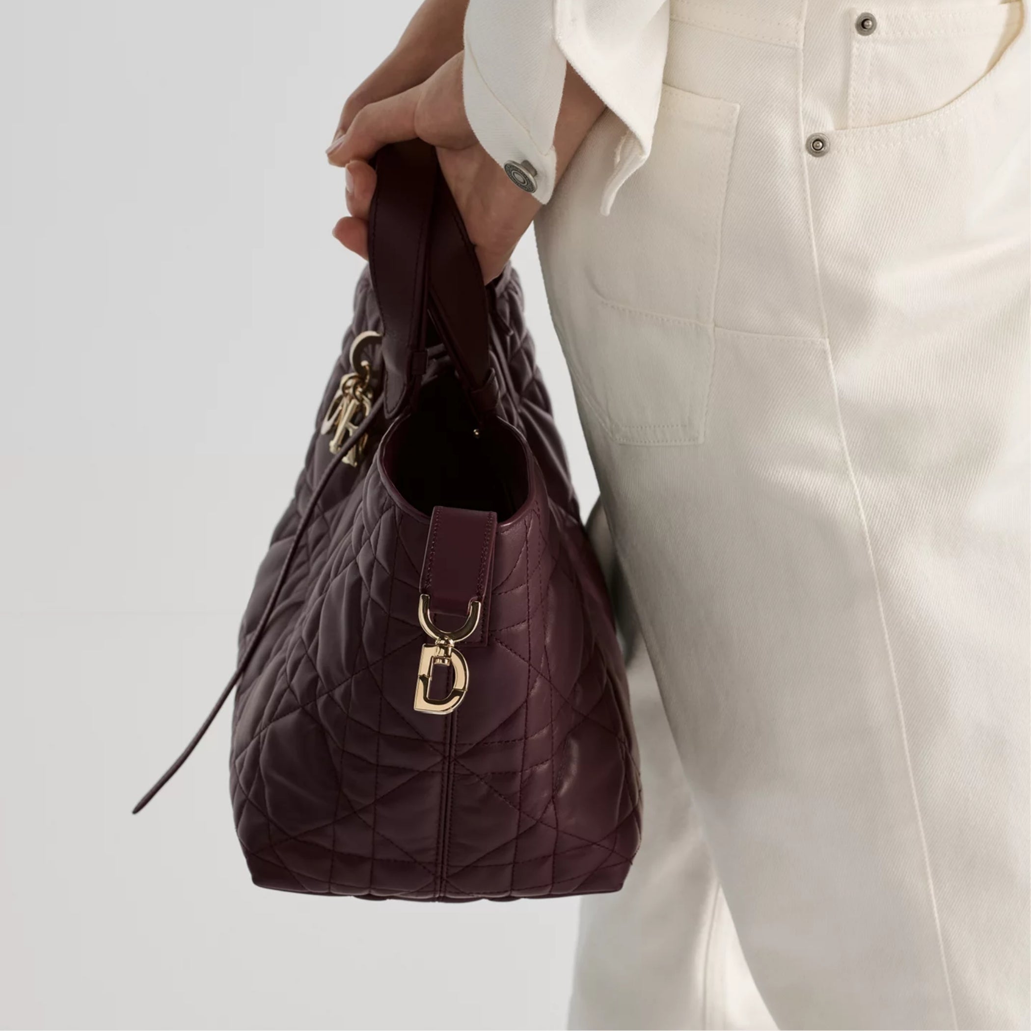 Medium Dior Toujours Bag Deep Amaranth Macrocannage Calfskin