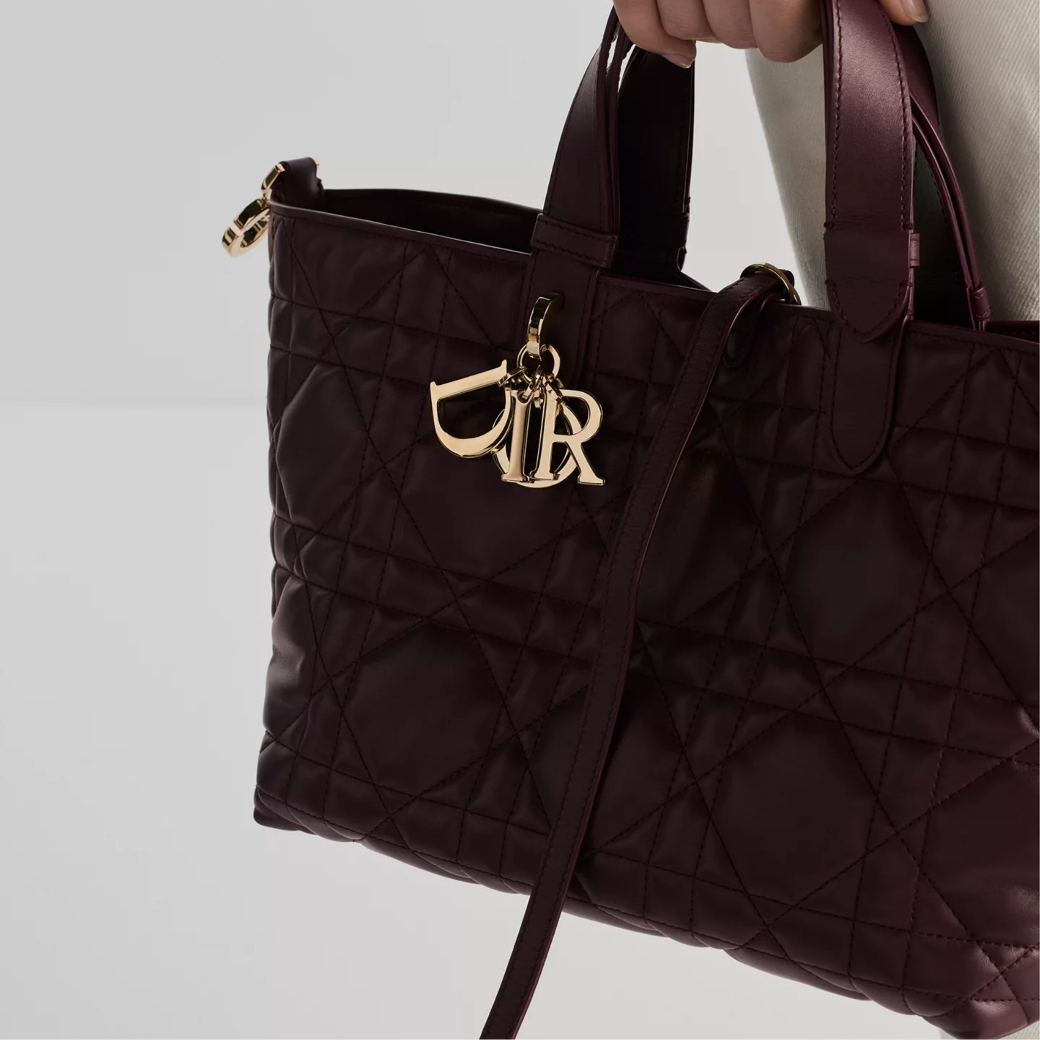 Medium Dior Toujours Bag Deep Amaranth Macrocannage Calfskin