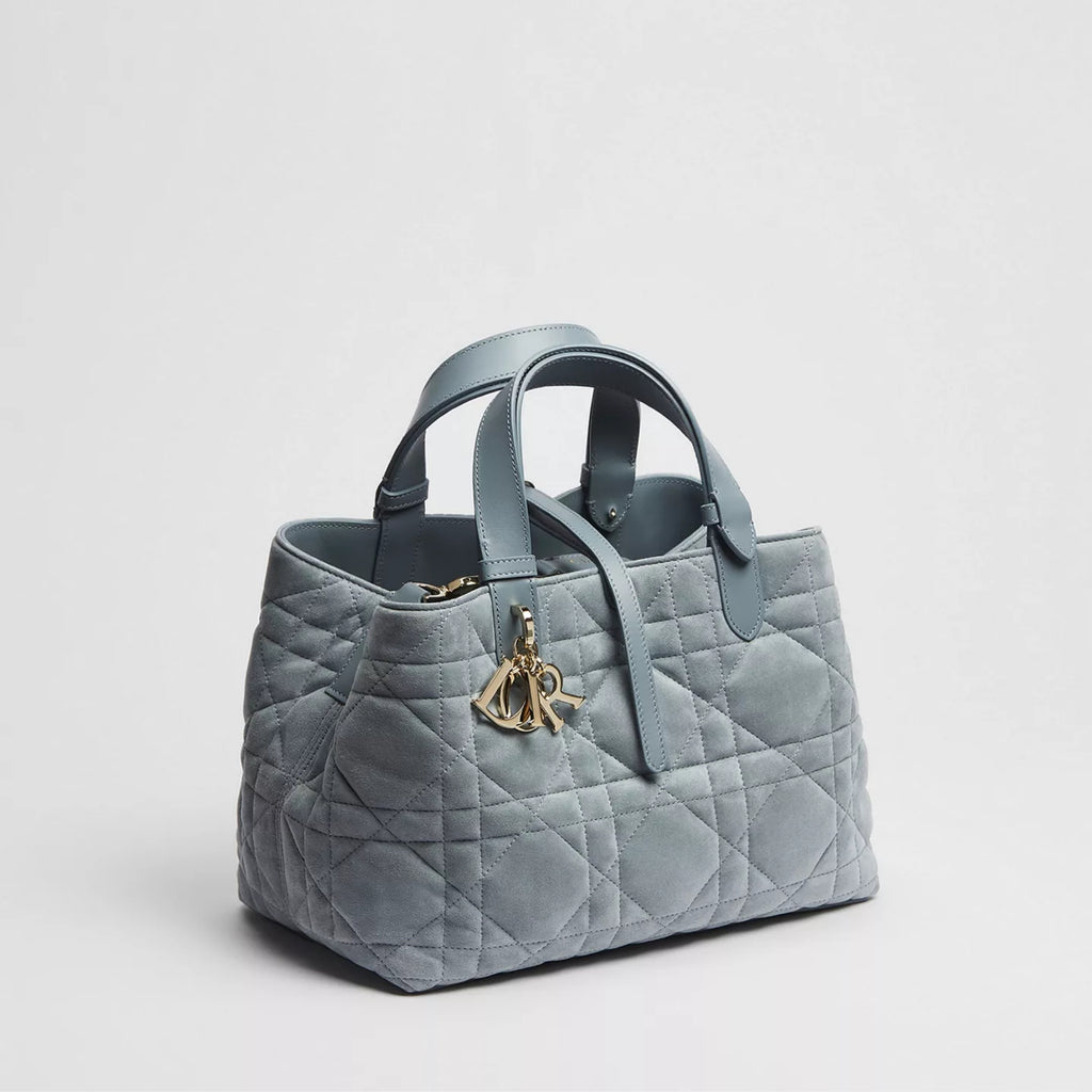 Medium Dior Toujours Bag Sky Blue Macrocannage Suede Goatskin