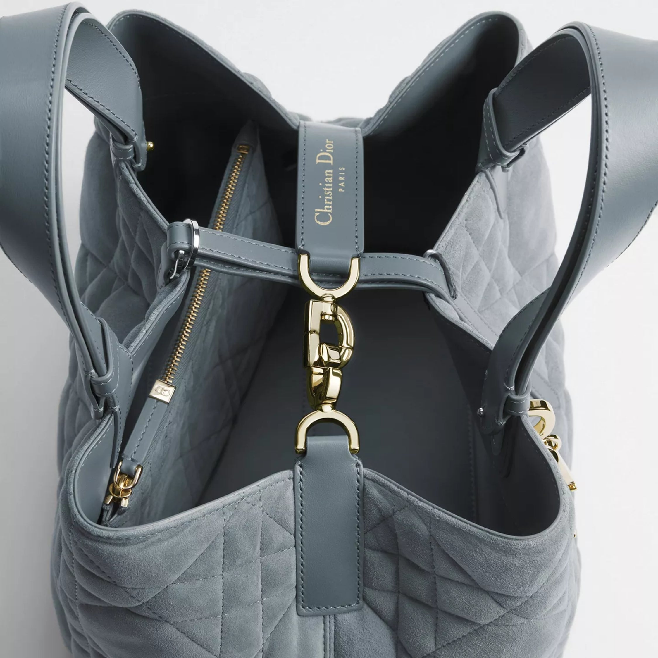Medium Dior Toujours Bag Sky Blue Macrocannage Suede Goatskin