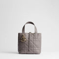 Small Dior Toujours Vertical Tote Bag Trianon Gray Macrocannage Calfskin
