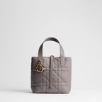 Small Dior Toujours Vertical Tote Bag Trianon Gray Macrocannage Calfskin