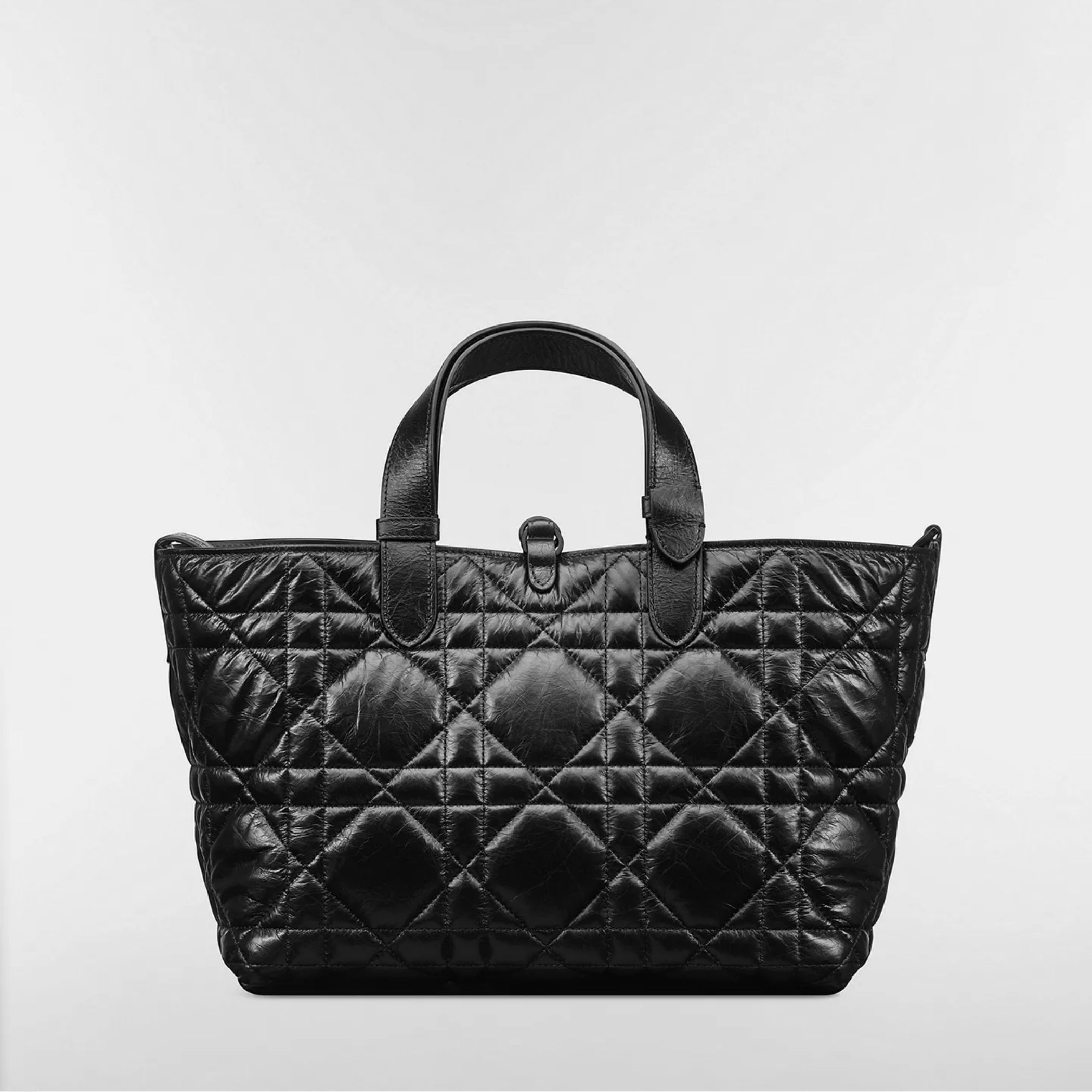 Medium Dior Toujours Bag Black Macrocannage Crinkled Calfskin