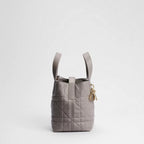 Small Dior Toujours Vertical Tote Bag Trianon Gray Macrocannage Calfskin