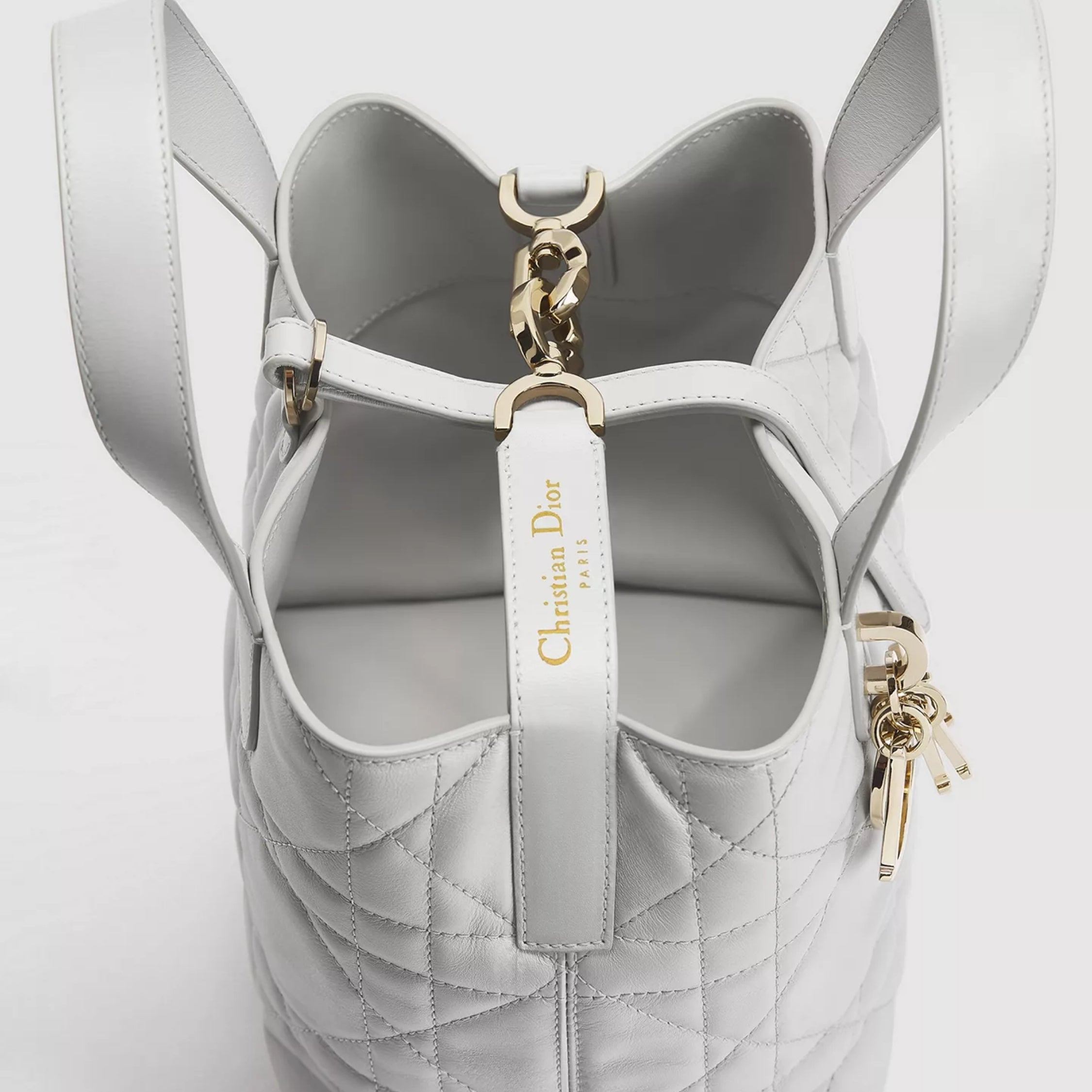 Small Dior Toujours Vertical Tote Bag Gris Pietro Macrocannage Calfskin