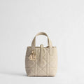 Small Dior Toujours Vertical Tote Bag Craie Macrocannage Calfskin