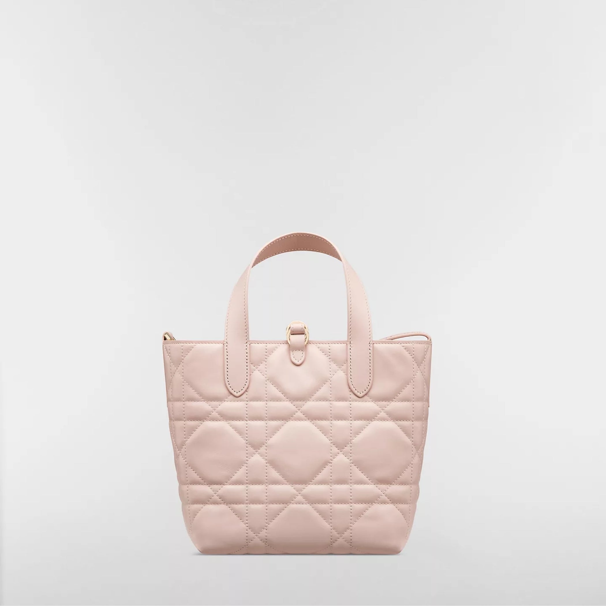Small Dior Toujours Vertical Tote Bag Powder Pink Macrocannage Calfskin