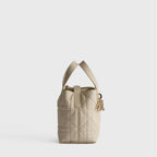 Small Dior Toujours Vertical Tote Bag Craie Macrocannage Calfskin