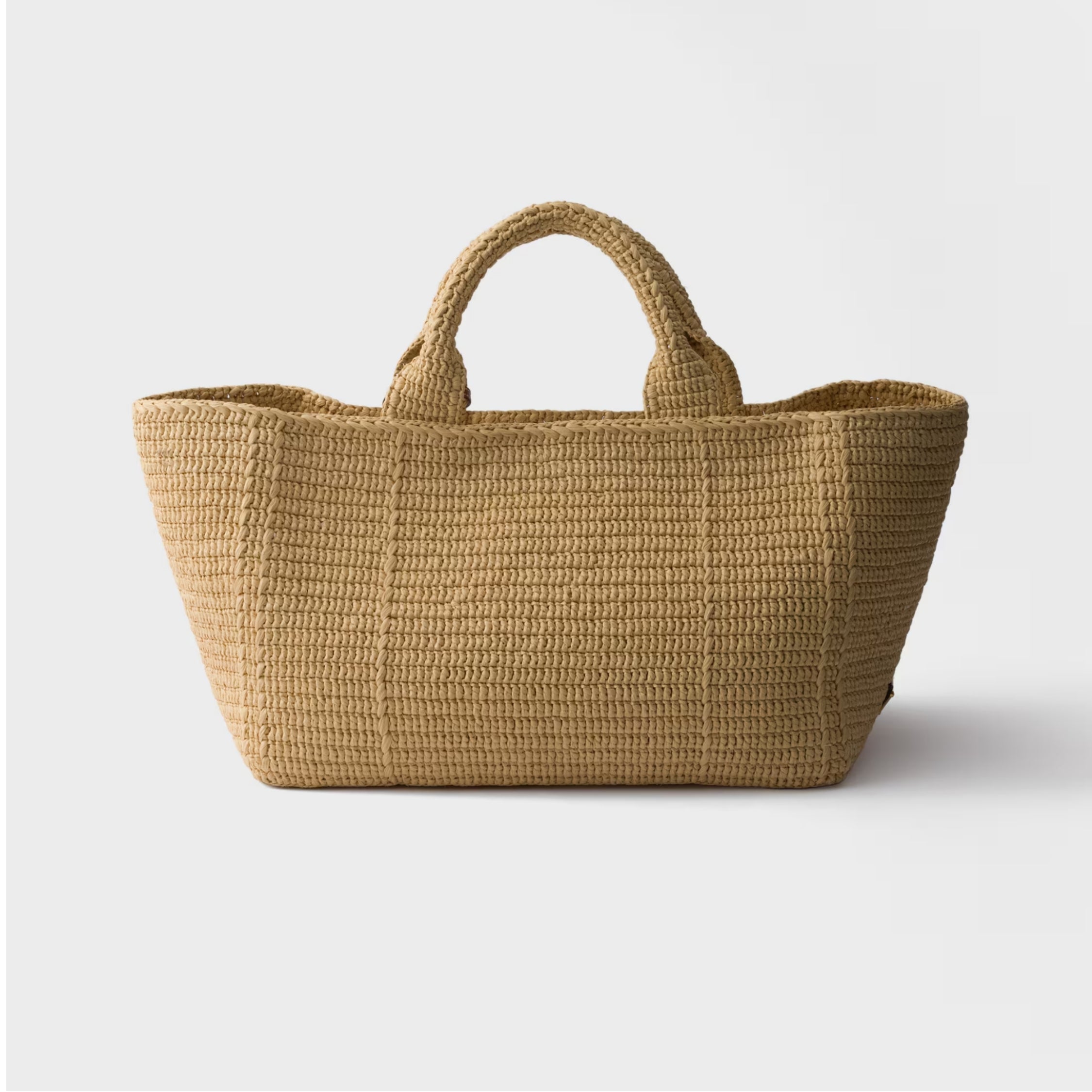 Large crochet tote bag with leather details