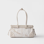 Prada Bonnie medium printed linen and leather handbag