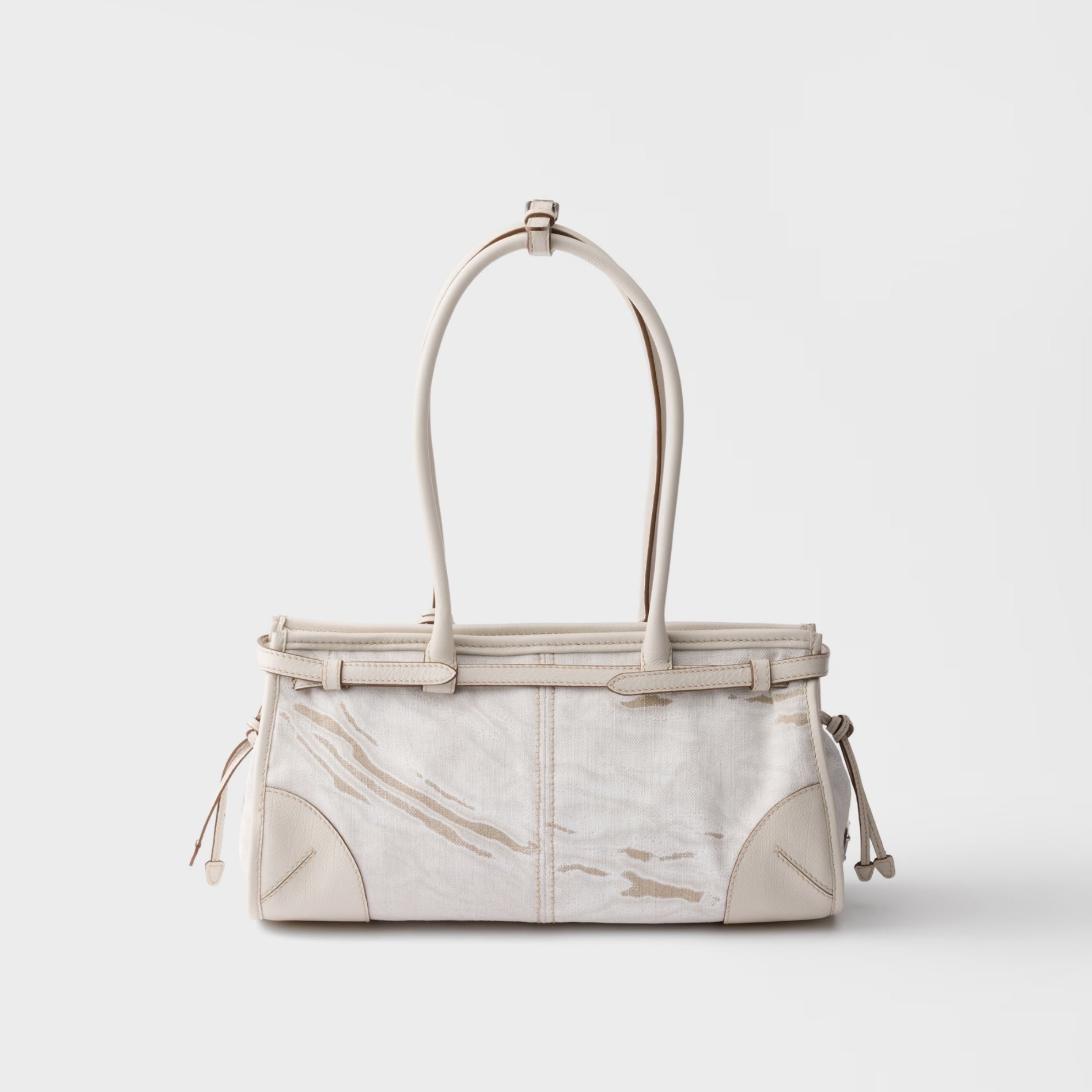 Prada Bonnie medium printed linen and leather handbag