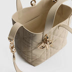 Small Dior Toujours Vertical Tote Bag Craie Macrocannage Calfskin