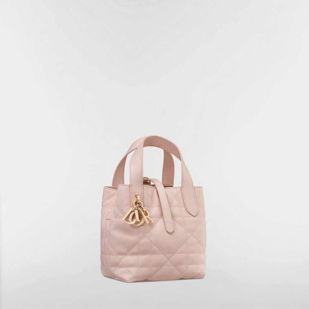 Dior Toujours Vertical Nano Tote Bag Powder Pink Macrocannage Calfskin