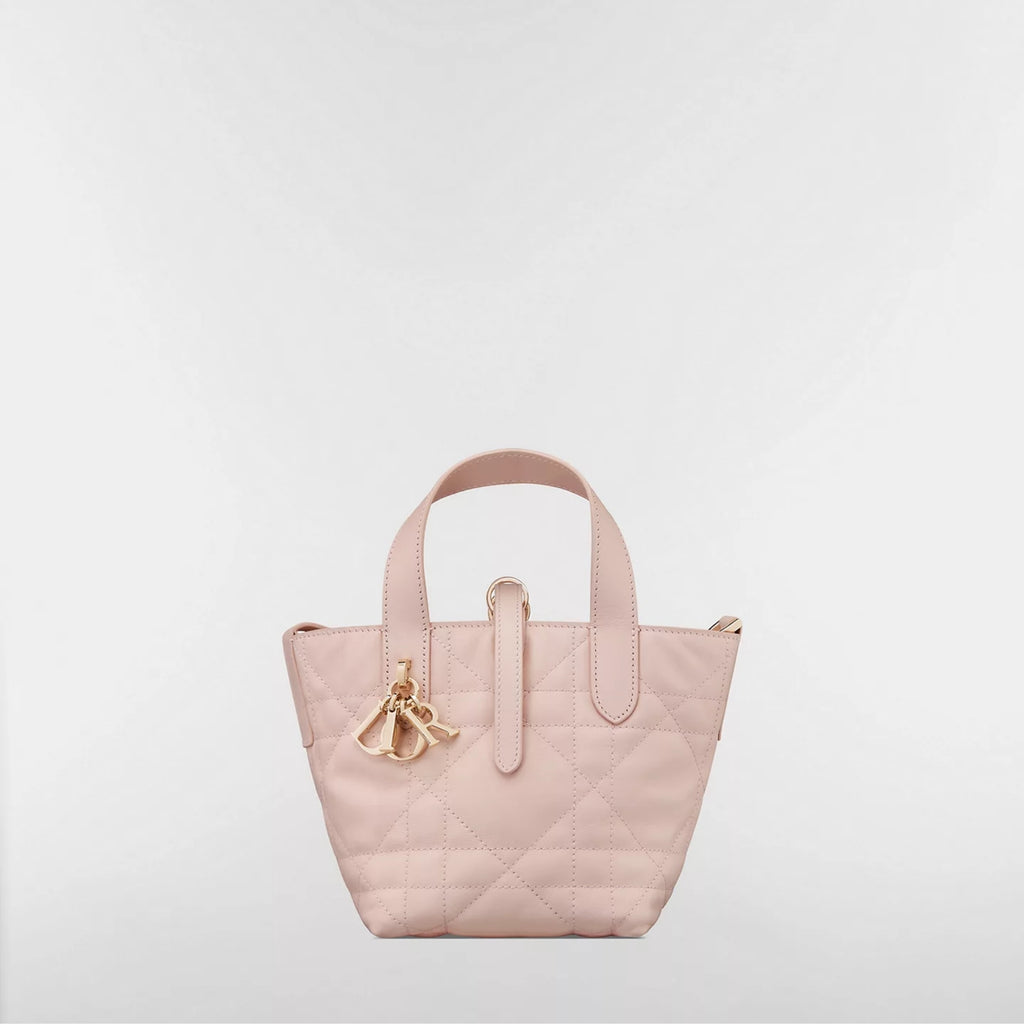 Dior Toujours Vertical Nano Tote Bag Powder Pink Macrocannage Calfskin