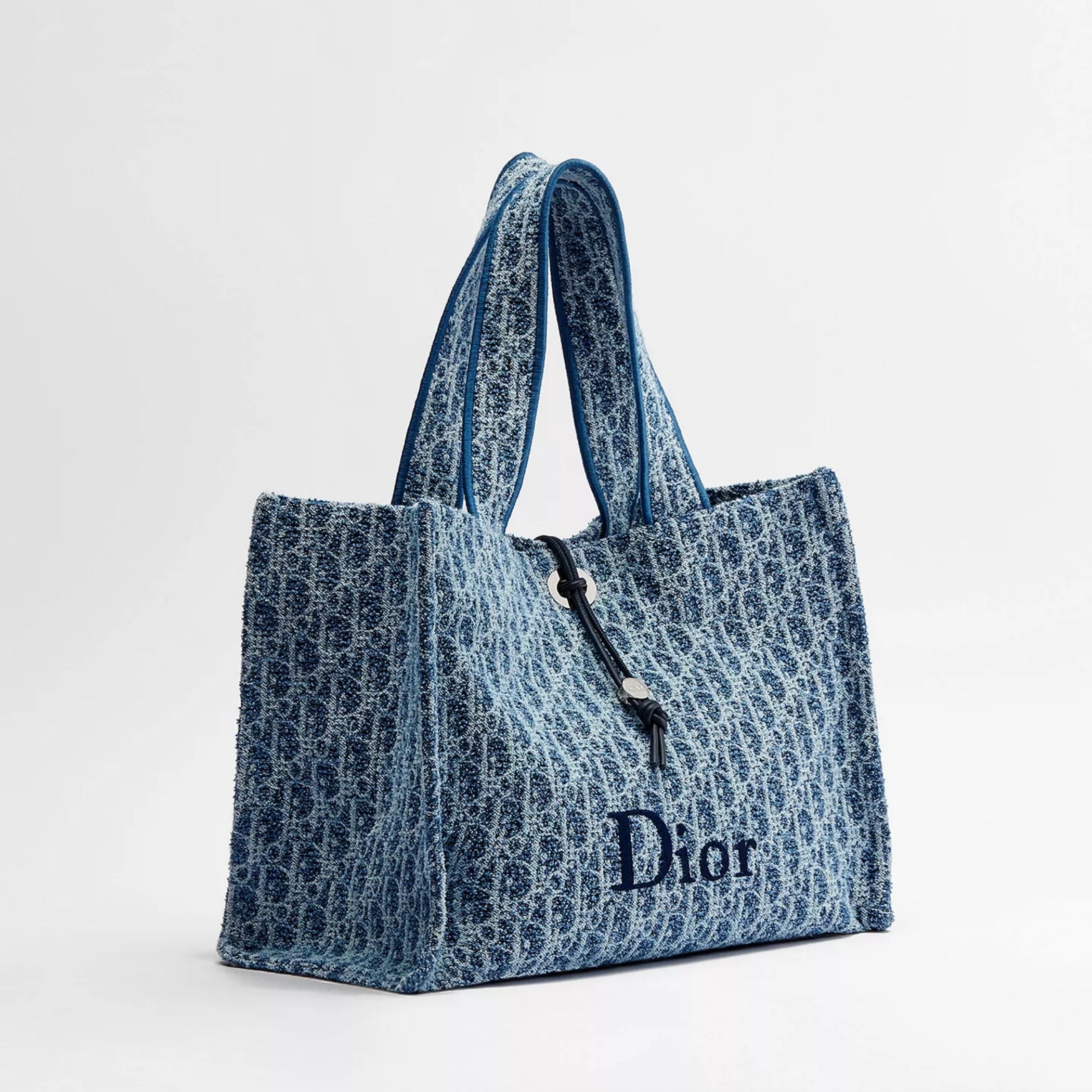 Dioriviera Medium Spongy Book Tote Blue Spongy Dior Oblique Fabric