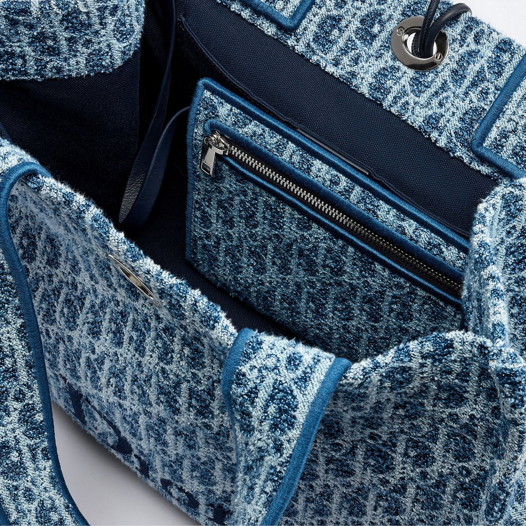 Dioriviera Medium Spongy Book Tote Blue Spongy Dior Oblique Fabric