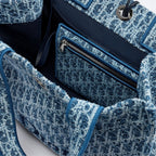 Dioriviera Medium Spongy Book Tote Blue Spongy Dior Oblique Fabric