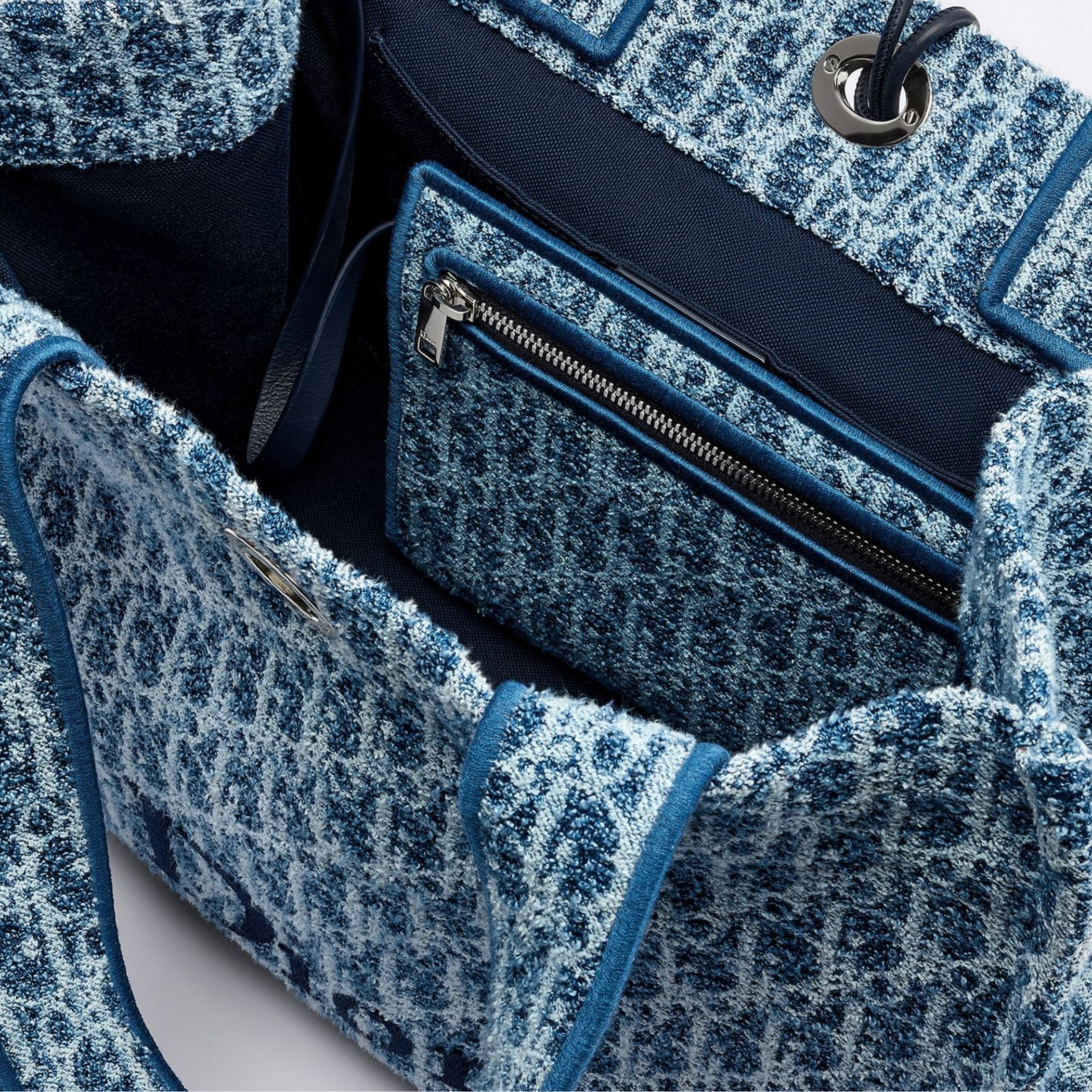 Dioriviera Medium Spongy Book Tote Blue Spongy Dior Oblique Fabric
