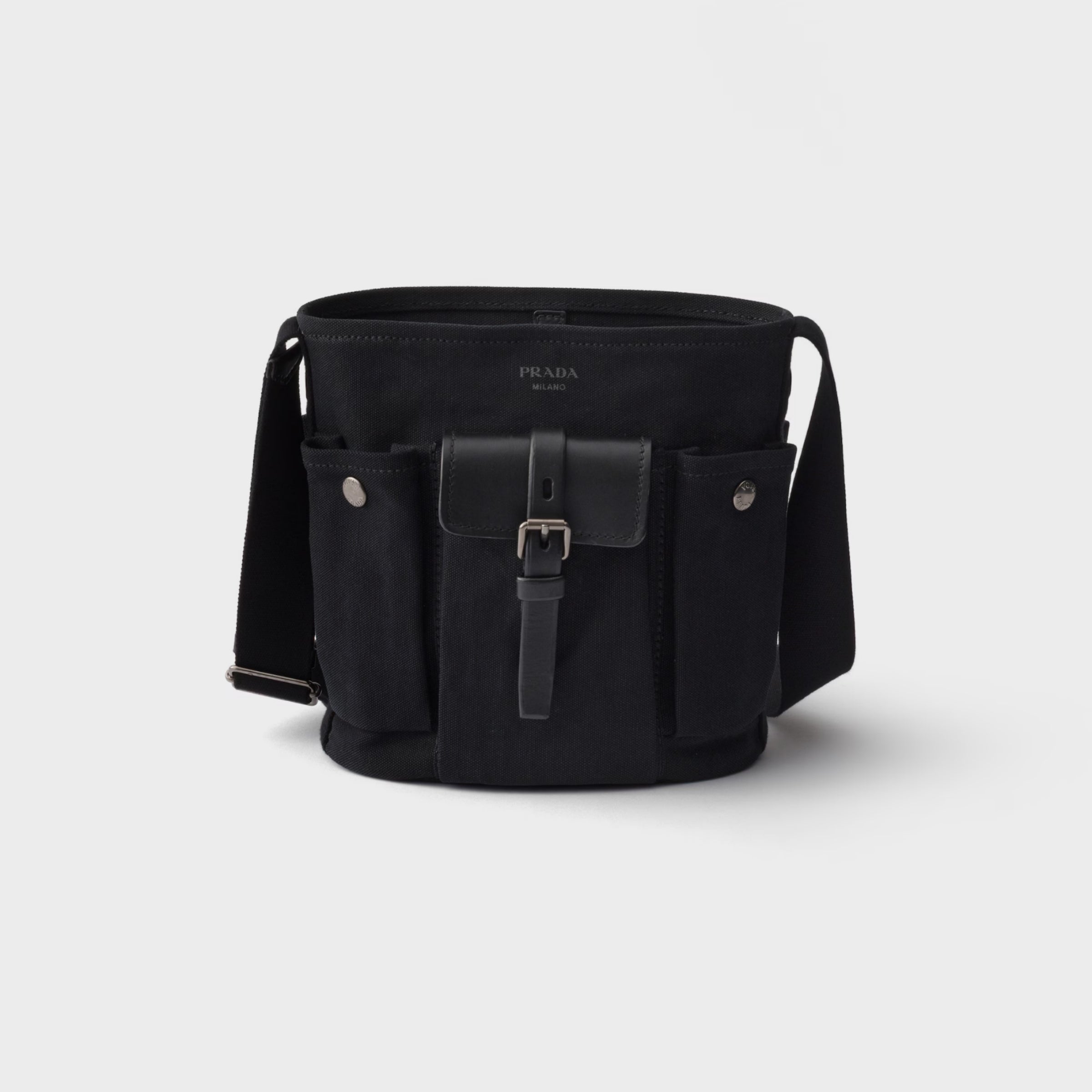 Prada Route mini canvas and leather bucket bag