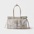 Prada Bonnie large printed linen and leather handbag