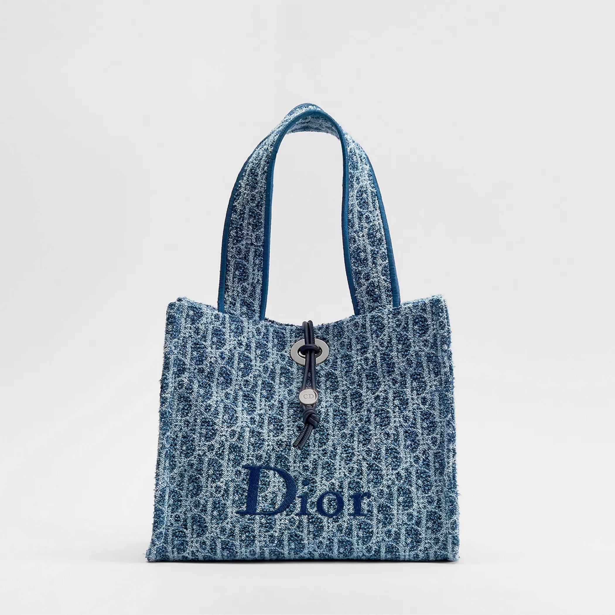 Dioriviera Small Spongy Book Tote Blue Spongy Dior Oblique Fabric