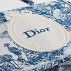Dioriviera Medium Dior Book Tote with Strap Blue Toile de Jouy Floral Garden Embroidery and White Dior Médaillon