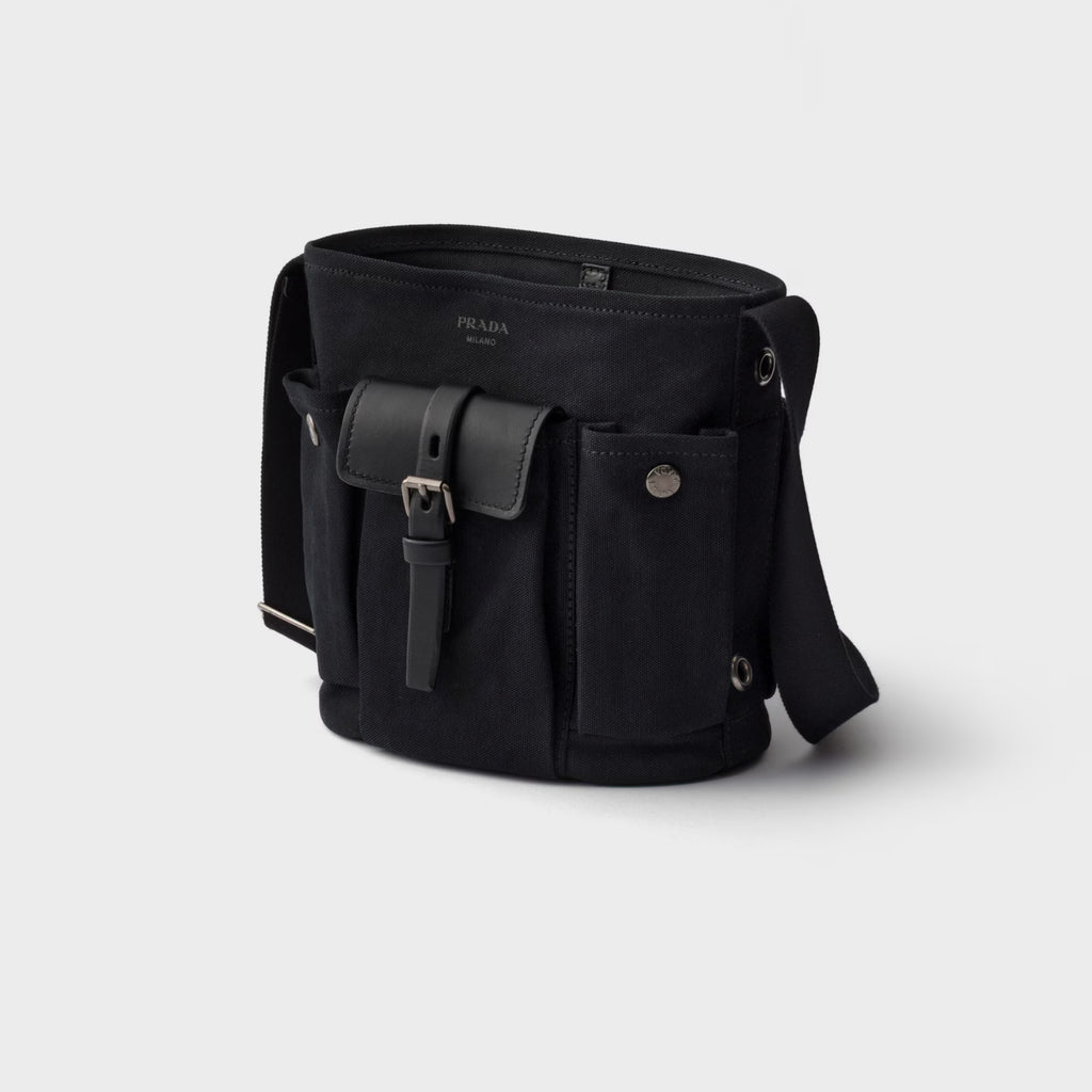 Prada Route mini canvas and leather bucket bag