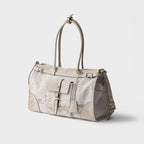 Prada Bonnie large printed linen and leather handbag