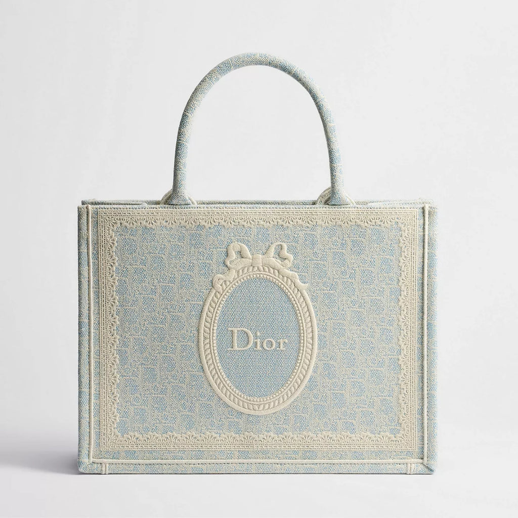 Céleste Blue Dior Oblique Washed Embroidery and Ecru Dior Médaillon