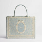 Céleste Blue Dior Oblique Washed Embroidery and Ecru Dior Médaillon
