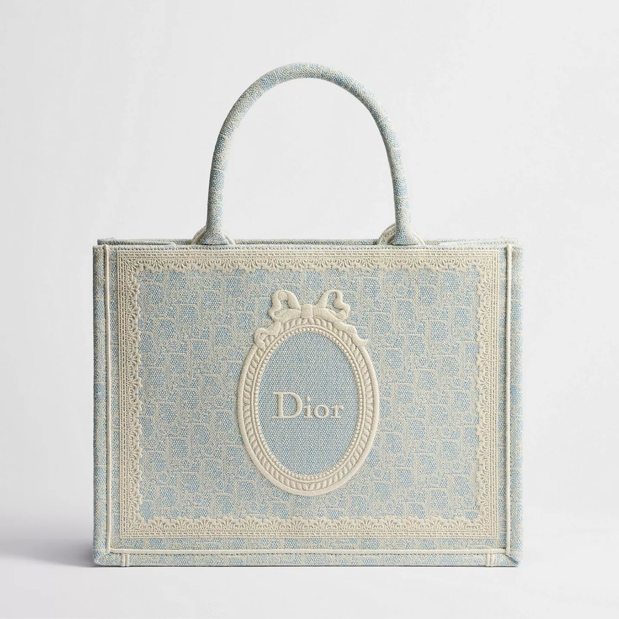 Céleste Blue Dior Oblique Washed Embroidery and Ecru Dior Médaillon