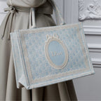 Céleste Blue Dior Oblique Washed Embroidery and Ecru Dior Médaillon