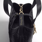 Small Dior Toujours Vertical Tote Bag Black Macrocannage Calfskin