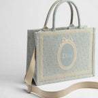 Céleste Blue Dior Oblique Washed Embroidery and Ecru Dior Médaillon
