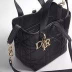 Small Dior Toujours Vertical Tote Bag Black Macrocannage Calfskin
