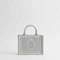 Mini Céleste Blue Dior Oblique Washed Embroidery and Ecru Dior Médaillon