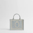 Mini Céleste Blue Dior Oblique Washed Embroidery and Ecru Dior Médaillon