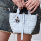 Small Dior Toujours Vertical Tote Bag Ice Blue Macrocannage Calfskin