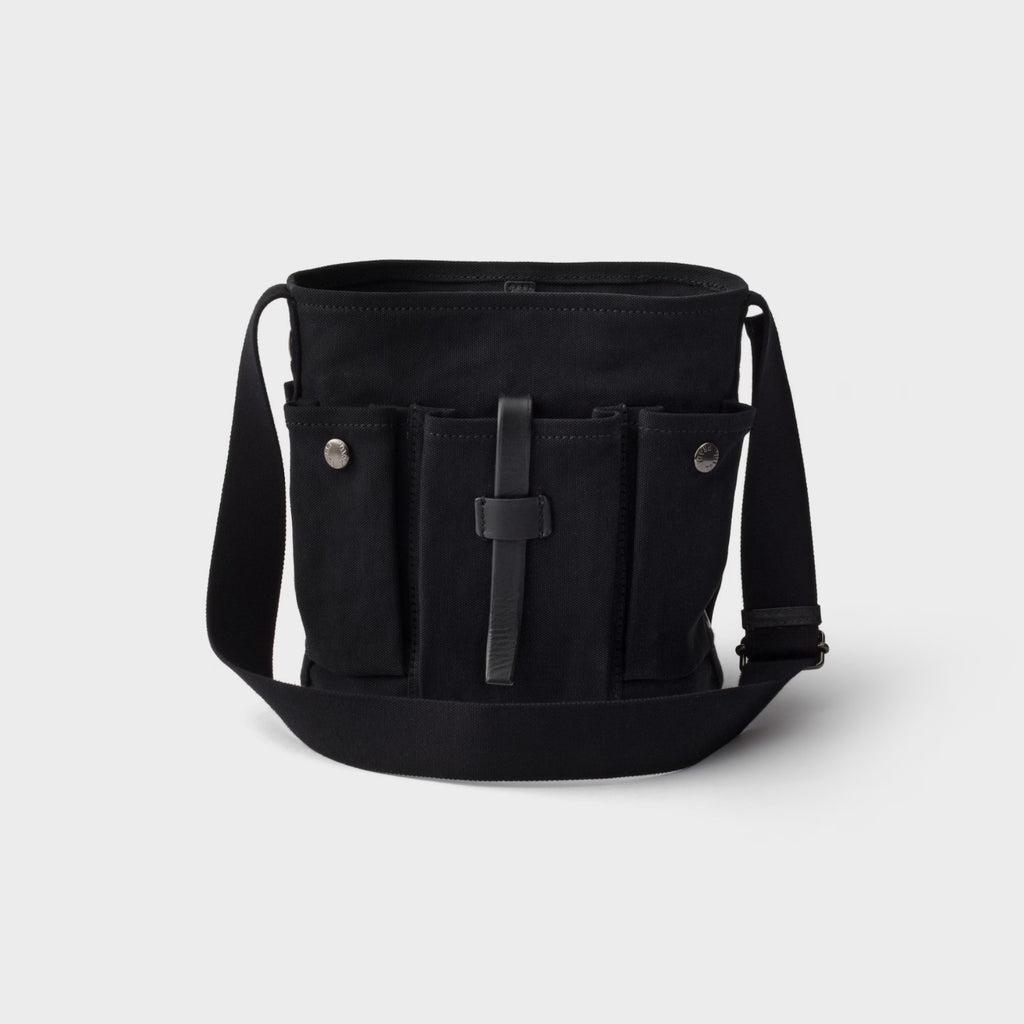 Prada Route mini canvas and leather bucket bag